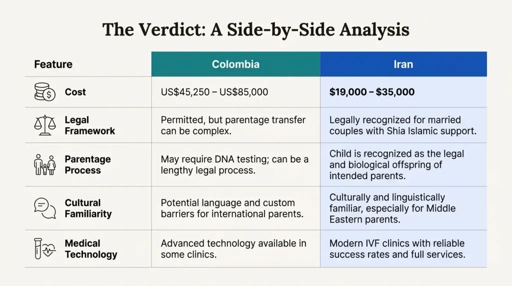 Comparing Surrogacy in Colombia vs Iran