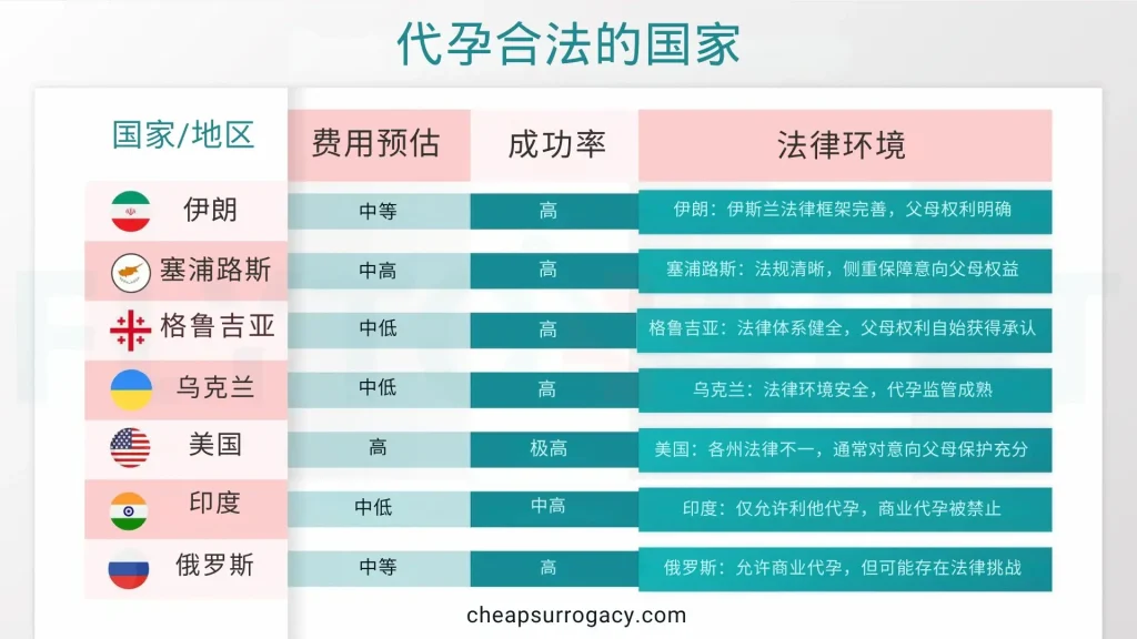 代孕合法的国家
